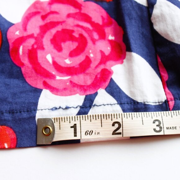 ModCloth Size Medium High Banded Waist A-Line Lined Skirt Cotton Abstract Floral - Picture 3 of 7